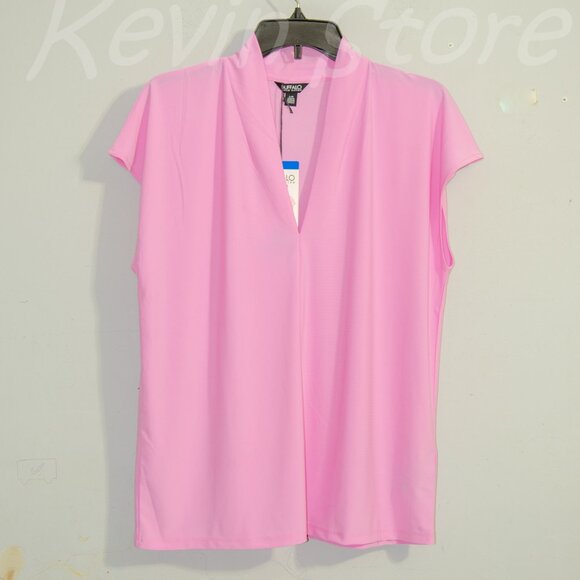 Pink (Fondant) NWT Buffalo Ladies' V-Neck Short Sleeve Blouse - Picture 4 of 8